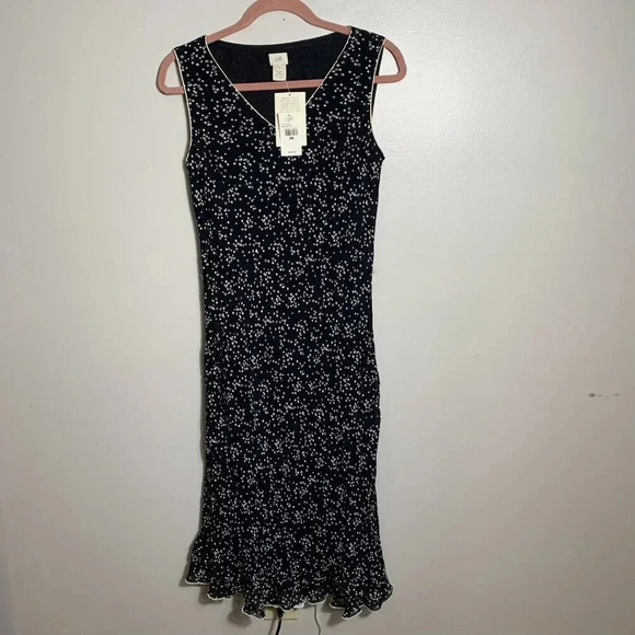 J. Jill Dresses & Skirts - J. Jill Dress Black White Midi Size 8 lined Sleeveless Ruffle Church Work NWT